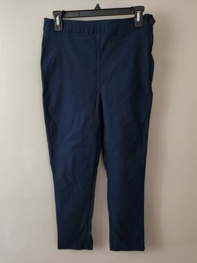 Modcloth Navy Pants Cropped Ankle Business Professional Side Closure Stretchy